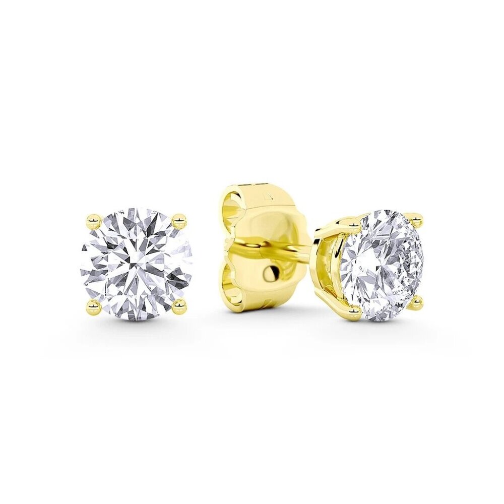 1.00ct Lab Grown Diamond Round Brilliant 4-Prong Stud Earrings in 14k Y Gold